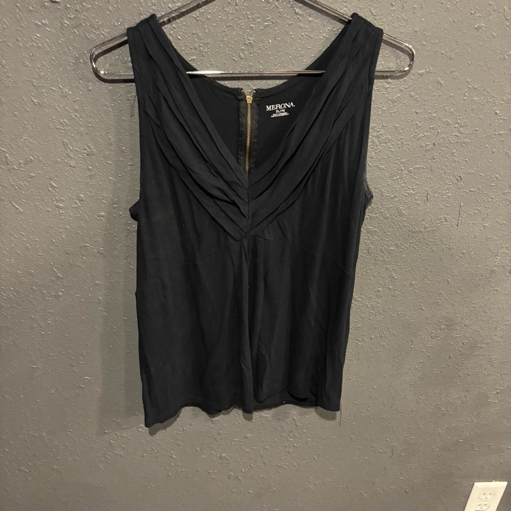 Merona Black Ruched Sleeveless Tank Top